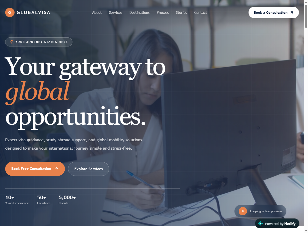 Preview of the GlobalVisa website